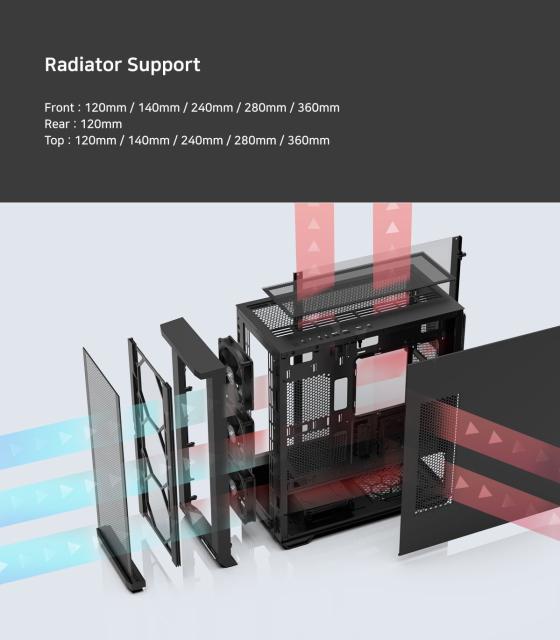 Кутия Zalman Z10 DUO, Mesh/Tempered Glass, 1 x USB 3.1 Type-C, 2 x USB 3.0, HD Audio Headphones, HD Audio Mic, EATX /ATX mATX/Mini-ITX