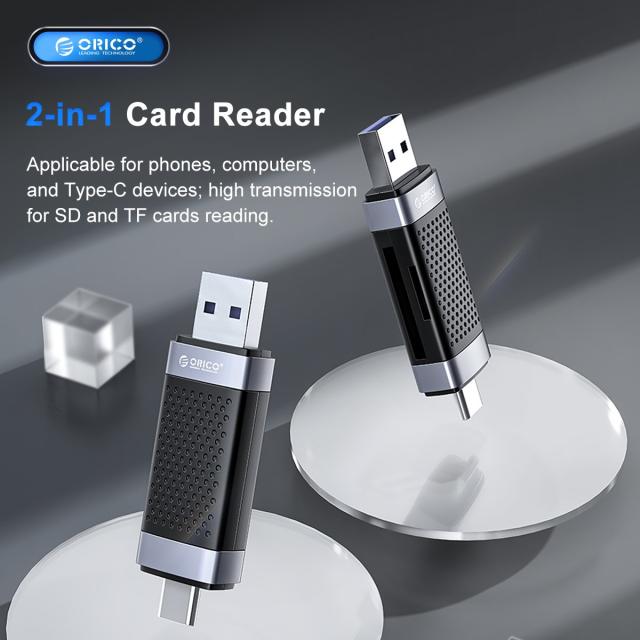 Четец за карти Orico Card Reader USB Type C/A, SD/Micro SD, Black