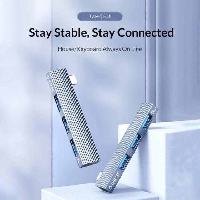  Хъб Orico USB3.0/2.0 HUB 3 port TYPE C, Aluminum - AH-W13-GY