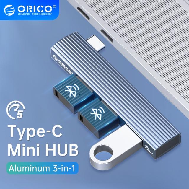  Хъб Orico USB3.0/2.0 HUB 3 port TYPE C, Aluminum - AH-W13-GY