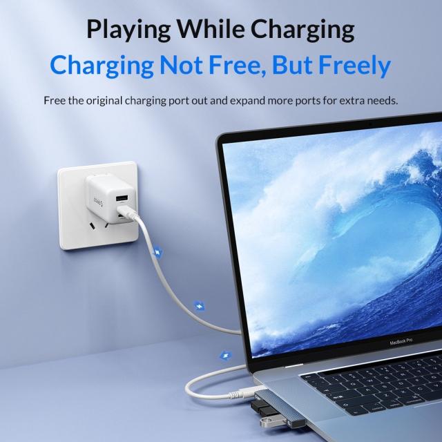  Хъб Orico USB3.0/2.0 HUB 3 port TYPE C, Aluminum - AH-W13-GY