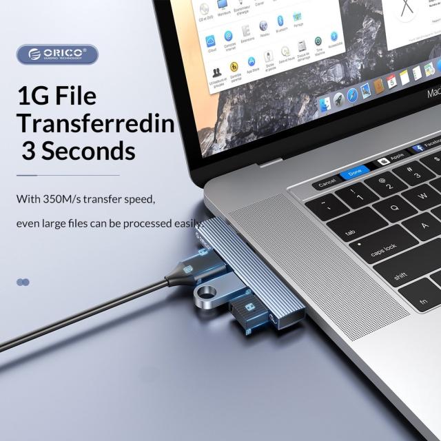  Хъб Orico USB3.0/2.0 HUB 3 port TYPE C, Aluminum - AH-W13-GY