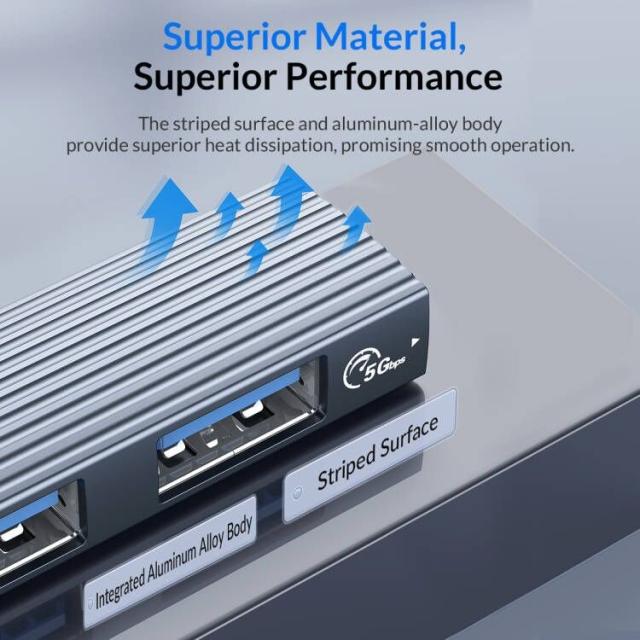  Хъб Orico USB3.0/2.0 HUB 3 port TYPE C, Aluminum - AH-W13-GY