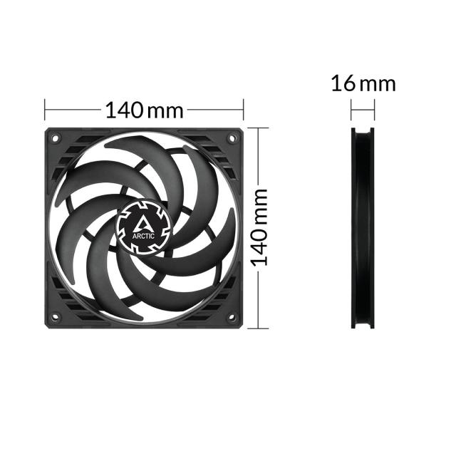 Вентилатор Arctic управляем вентилатор Fan 140x140x16mm - P14 SLIM PWM PST, 150-1800rpm, 4-pin PWM