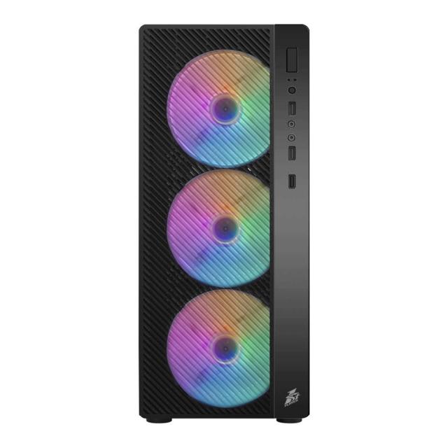 Kутия 1stPlayer Gaming Case ATX - A7 RGB, 4 Fans, 1x USB 3.0, ATX/mATX/Mini-ITX, черна, със захранване 500W