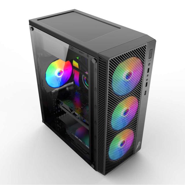 Kутия 1stPlayer Gaming Case ATX - A7 RGB, 4 Fans, 1x USB 3.0, ATX/mATX/Mini-ITX, черна, със захранване 500W