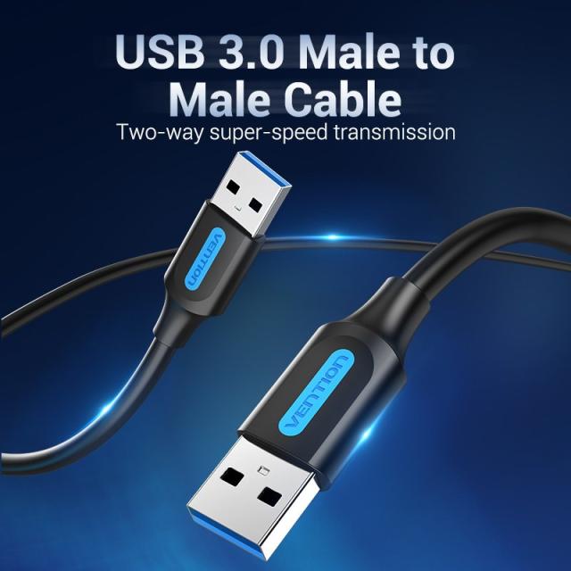 Кабел Vention USB-A мъжко към USB-A мъжко, USB 3.0 - 1.5m, Black