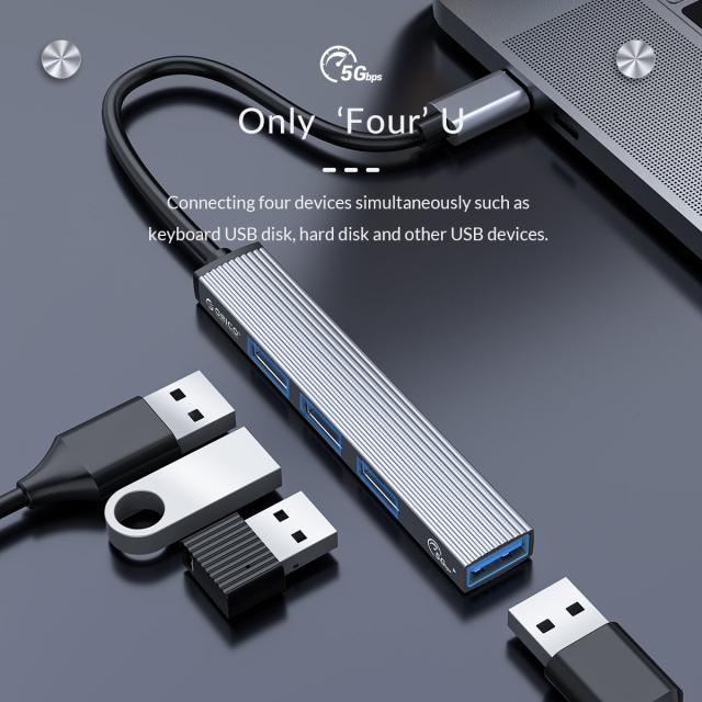  Хъб Orico USB3.0/2.0 HUB 4 port - Type-C input - AH-13-GY