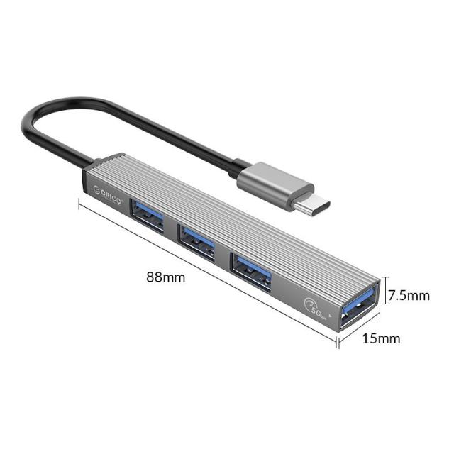  Хъб Orico USB3.0/2.0 HUB 4 port - Type-C input - AH-13-GY