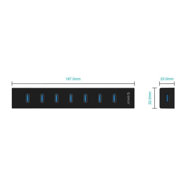 Хъб Orico USB3.0 HUB 7 port Black - H7013-U3-BK