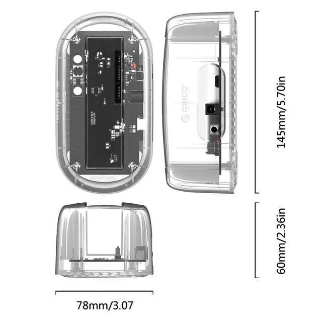 Докинг станция Orico, Storage - HDD/SSD Dock - 2.5 and 3.5 inch Type-C, transparent - 6139C3-EU-CR