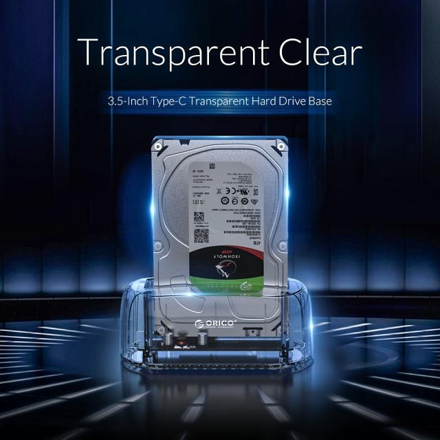 Докинг станция Orico, Storage - HDD/SSD Dock - 2.5 and 3.5 inch Type-C, transparent - 6139C3-EU-CR