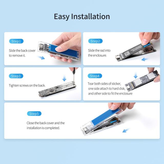 Кутия Orico за SSD, Storage - Case - M.2 NVMe/SATA M/B key - USB3.1 Type-C Gen.2 10Gbps, Blue - TCM2M-C3