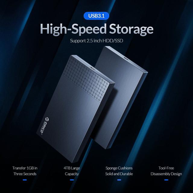 Кутия Orico, 2.5", SSD, HDD, Storage - Case - 2.5 inch TYPE C Black - 2526C3-BK