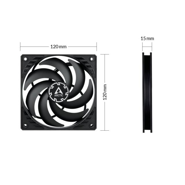 Вентилатор управляем Arctic Fan 120x120x15mm, P12 SLIM PWM PST, 300-2100 RPM, 4-pin PWM