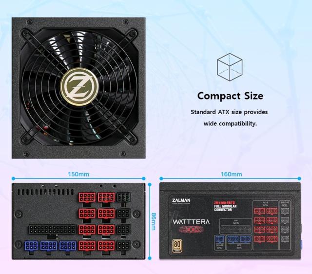 Захранване Zalman WATTTERA 1200W, 80PLUS GOLD, Active PFC