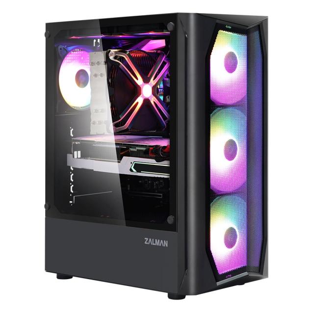 Кутия Zalman ZM-N4 RGB, 1x USB 3.0, 2x USB 2.0, HD Audio Headphones HD, Audio Mic, ATX/Micro ATX/Mini-ITX, черна