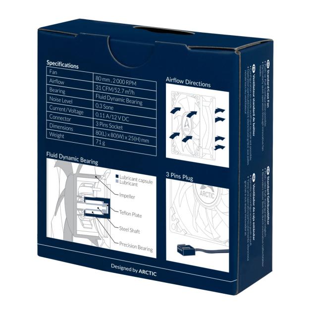 Вентилатор Arctic Fan F8, 80mm/2000rpm, 3-pin