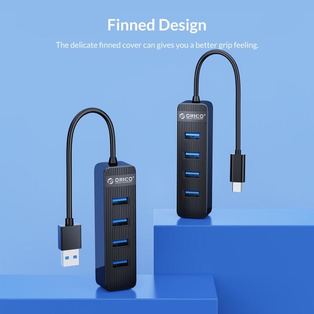 Хъб Orico USB3.0 HUB 4 port - Type C input, aux Type-C power input - TWC3-4A