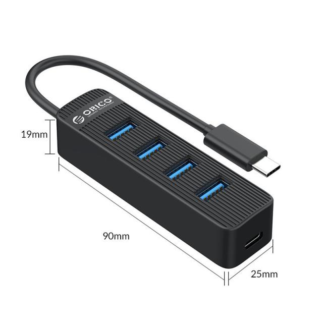 Хъб Orico USB3.0 HUB 4 port - Type C input, aux Type-C power input - TWC3-4A