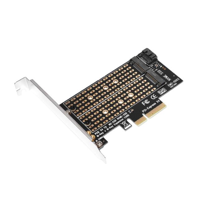 Контролер Makki, M2 SSD NVMe+SATA (M-key+B-key) to PCI Express 3.0 4x adapter - MAKKI-M2-PCIE-2X