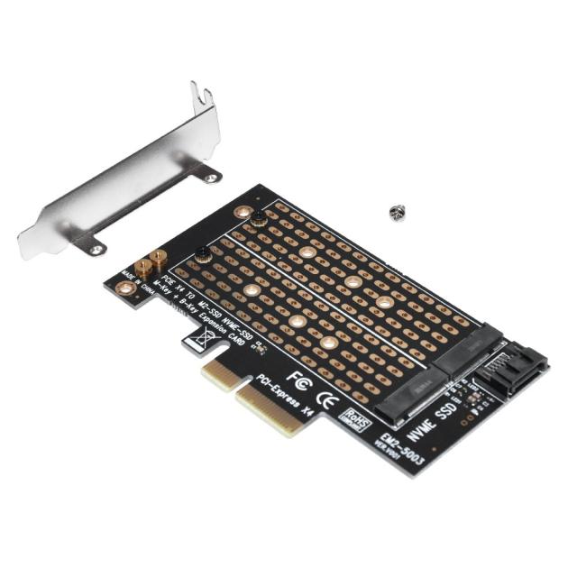 Контролер Makki, M2 SSD NVMe+SATA (M-key+B-key) to PCI Express 3.0 4x adapter - MAKKI-M2-PCIE-2X