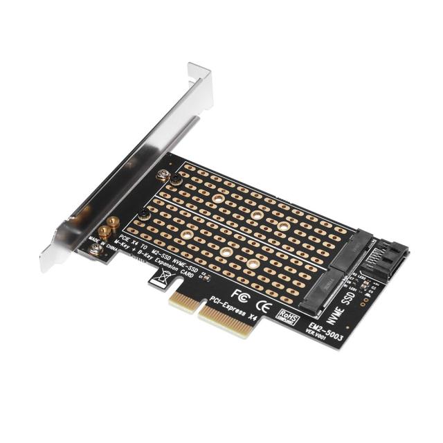 Контролер Makki, M2 SSD NVMe+SATA (M-key+B-key) to PCI Express 3.0 4x adapter - MAKKI-M2-PCIE-2X