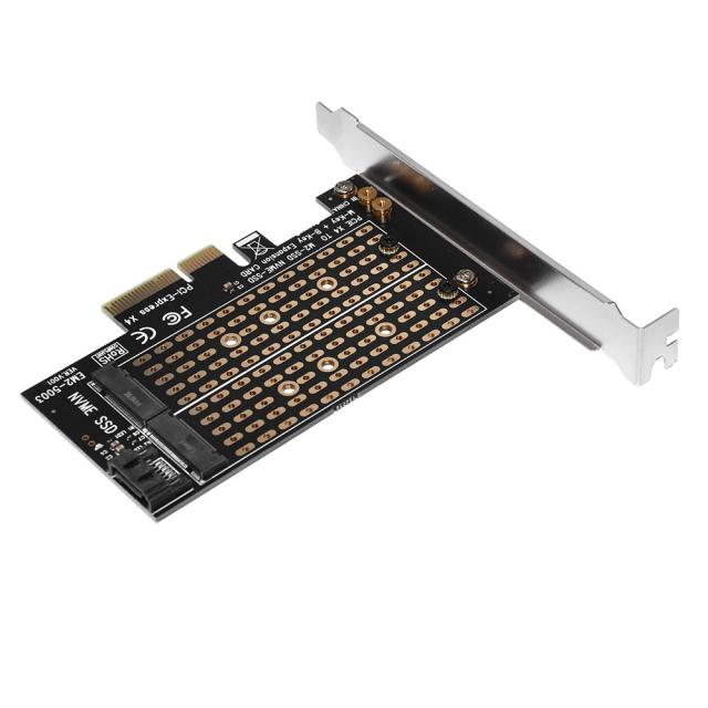 Контролер Makki, M2 SSD NVMe+SATA (M-key+B-key) to PCI Express 3.0 4x adapter - MAKKI-M2-PCIE-2X