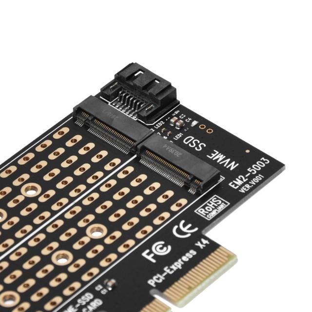 Контролер Makki, M2 SSD NVMe+SATA (M-key+B-key) to PCI Express 3.0 4x adapter - MAKKI-M2-PCIE-2X