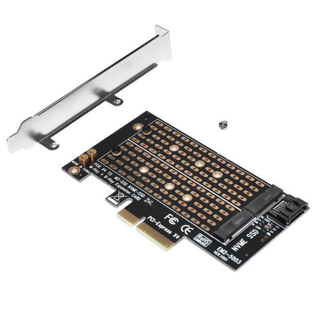 Контролер Makki, M2 SSD NVMe+SATA (M-key+B-key) to PCI Express 3.0 4x adapter - MAKKI-M2-PCIE-2X