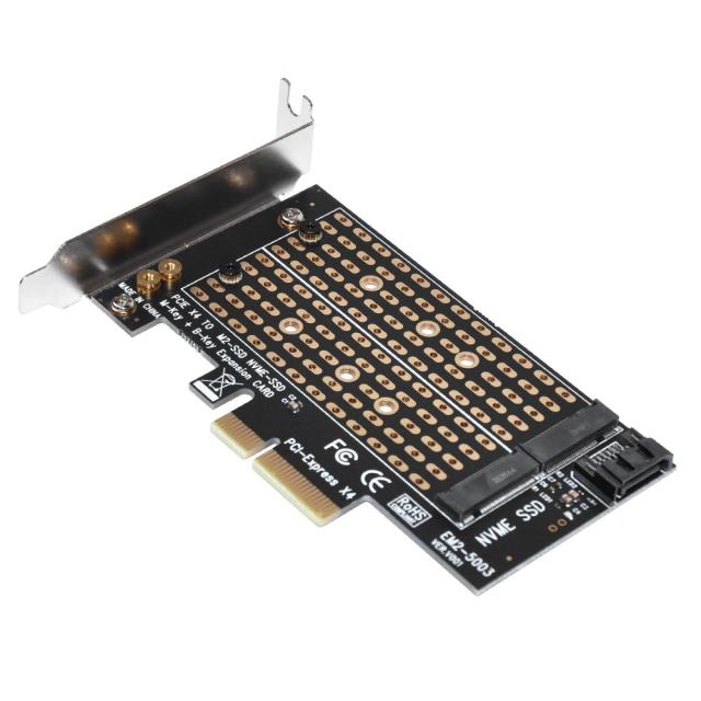 Контролер Makki, M2 SSD NVMe+SATA (M-key+B-key) to PCI Express 3.0 4x adapter - MAKKI-M2-PCIE-2X