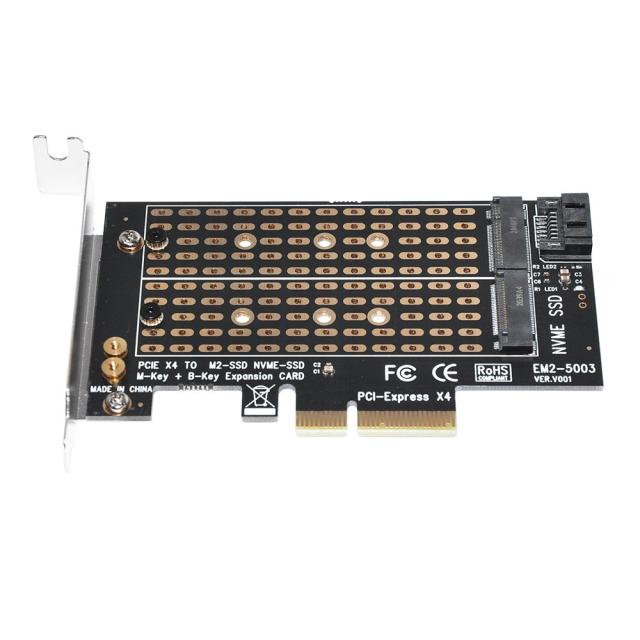 Контролер Makki, M2 SSD NVMe+SATA (M-key+B-key) to PCI Express 3.0 4x adapter - MAKKI-M2-PCIE-2X