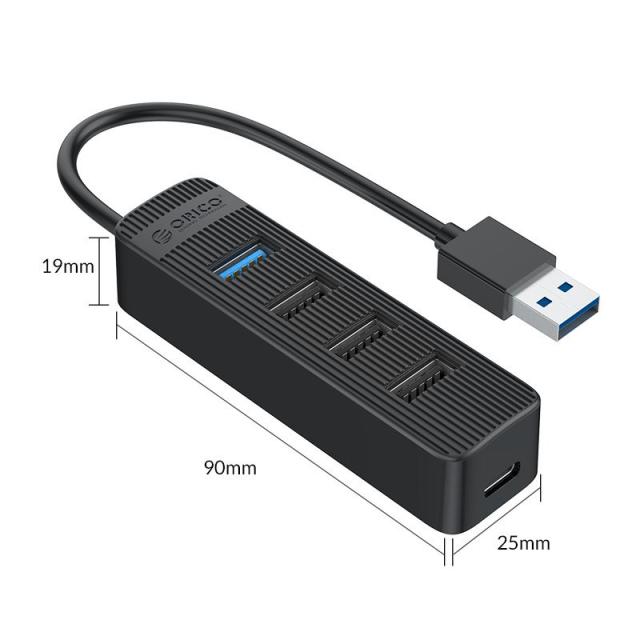 USB Хъб Orico 4 порта, 1x USB 3.0 / 3x USB 2.0, USB 3.0 Type-A, черен