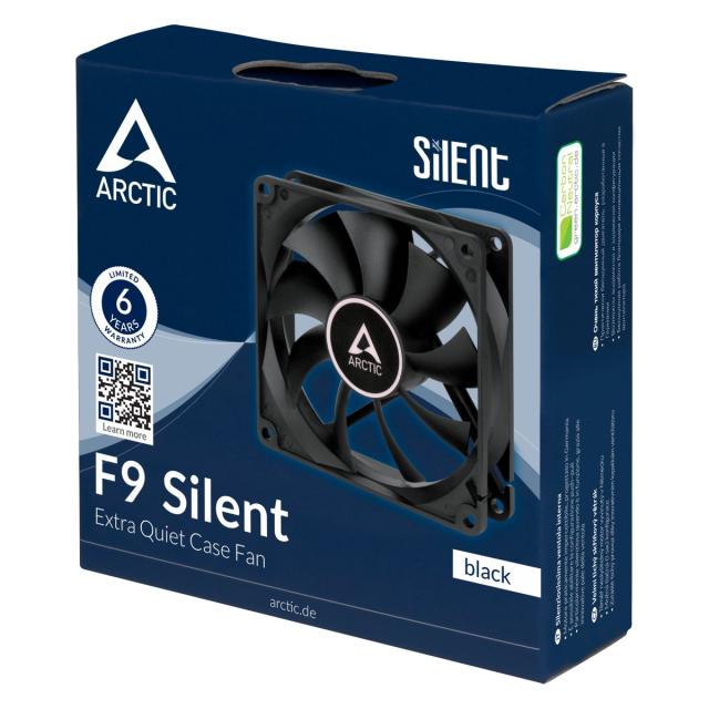 Вентилатор Arctic Fan F9 Silent (black) - 92mm/1000rpm, черен, 3-pin