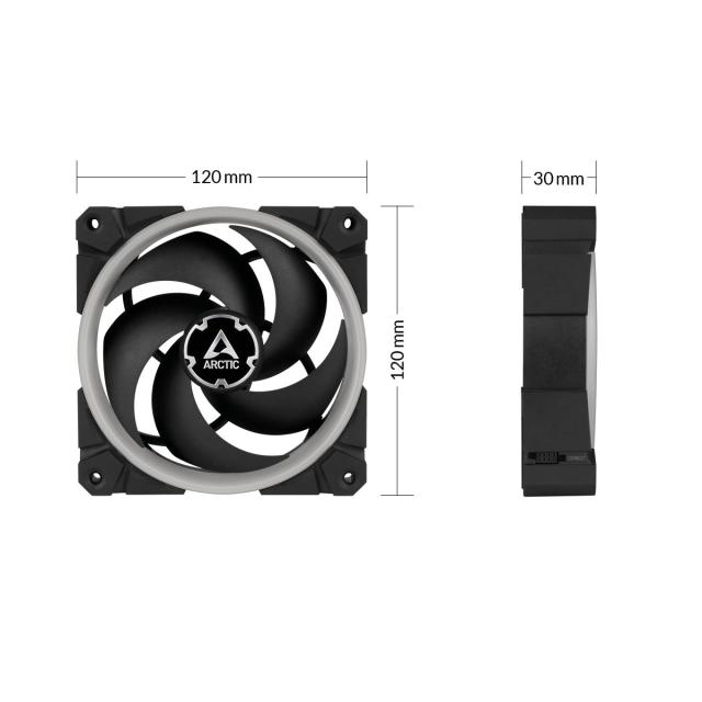 Kомплект вентилатор Arctic Fan SET 3x120mm, 4-pin PWM, BioniX P120 A-RGB Bundle with controller/remote