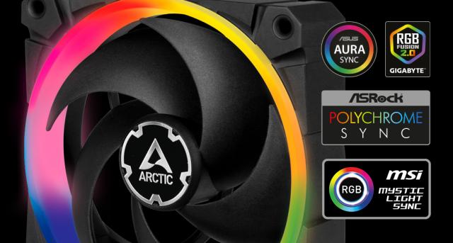 Kомплект вентилатор Arctic Fan SET 3x120mm, 4-pin PWM, BioniX P120 A-RGB Bundle with controller/remote