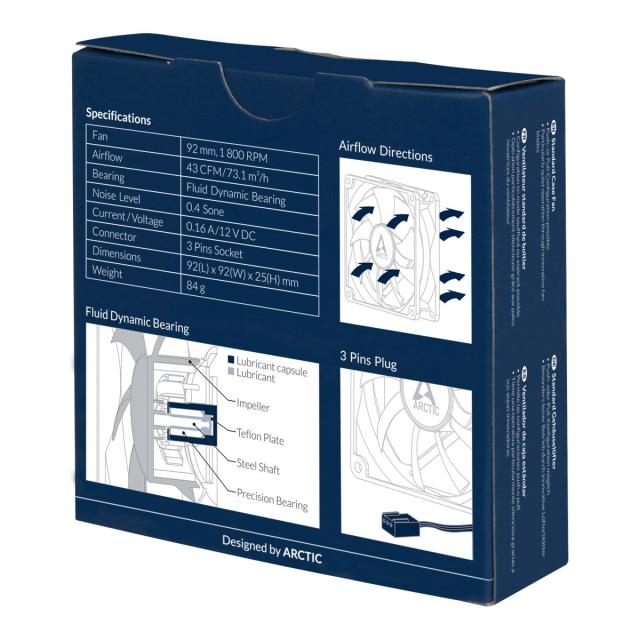 Вентилатор Arctic Fan F9 Black- 92mm/1800rpm, 3-pin
