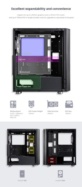 Кутия Zalman R2, 1x USB 3.0, 2 x USB 2.0, HD Audio Headphones/Mic, EATX/ATX/Micro ATX/Mini-ITX, черна 