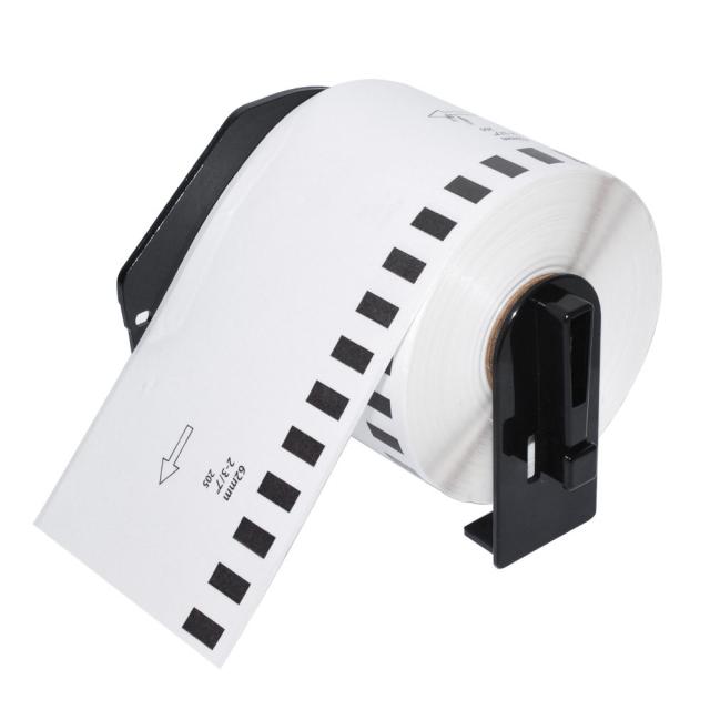 Makki съвместими етикети Brother DK-22205 - Roll White Continuous Length Paper Tape 62mm x 30.48m, Black on White - MK-DK-22205