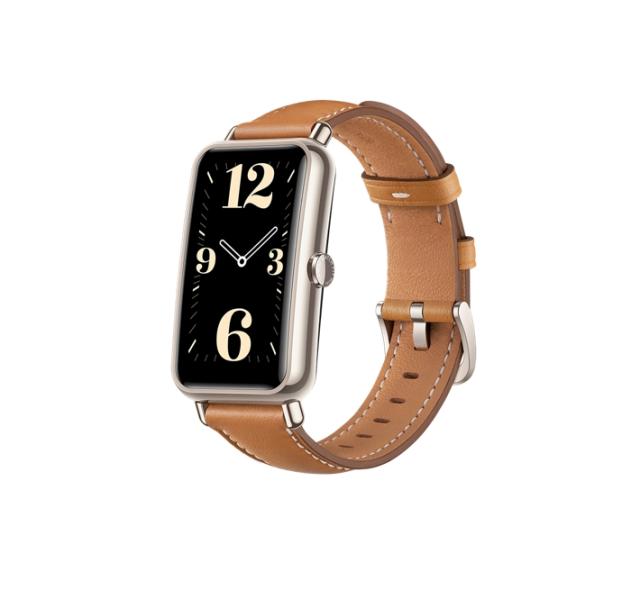 Фитнес гривна Huawei Watch Fit Mini, Fara-B69, 1,47" AMOLED 194x368 HD, 5ATM, 2.4 GHz, BT5.0, BLE , 180 mAh, Light Gold Aluminum Case, Mocha Brown Leather Strap