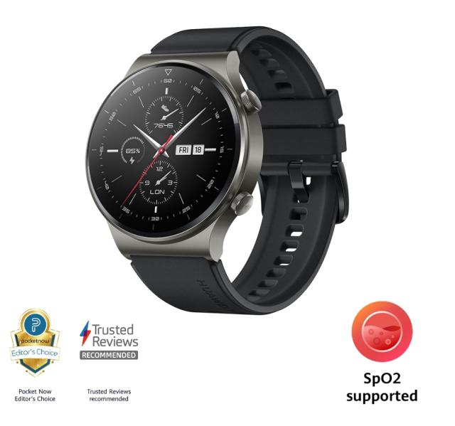 Часовник Huawei WATCH GT2 Pro Sport 46.7mm, Vidar-B19S, 1,39" AMOLED 454 x 454 HD, 4GB, Bluetooth 5.1, GPS, 5ATM, Black Fluoroelastomer Strap
