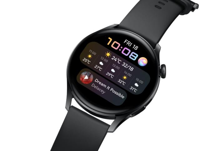 Часовник Huawei Watch 3 Galileo-L11E, 1.43", Amoled, 466x466, 2GB+16GB, BT(2.4 GHz, supports BT5.2 and BR+BLE), e-Sim*(If supported by the operator), WR 5ATM, GPS, WiFi, Battery 450mAh, Up to 2 weeks battery life in super power mode, Harmony OS, APP 