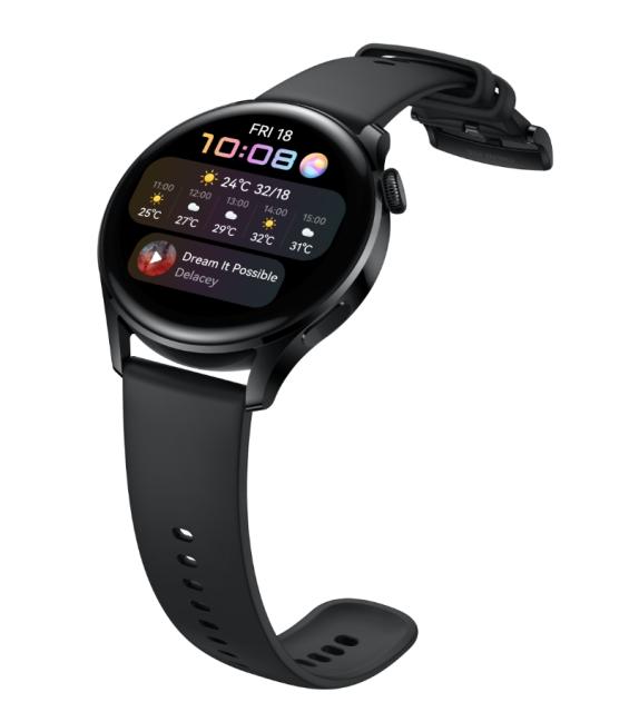 Часовник Huawei Watch 3 Galileo-L11E, 1.43", Amoled, 466x466, 2GB+16GB, BT(2.4 GHz, supports BT5.2 and BR+BLE), e-Sim*(If supported by the operator), WR 5ATM, GPS, WiFi, Battery 450mAh, Up to 2 weeks battery life in super power mode, Harmony OS, APP 