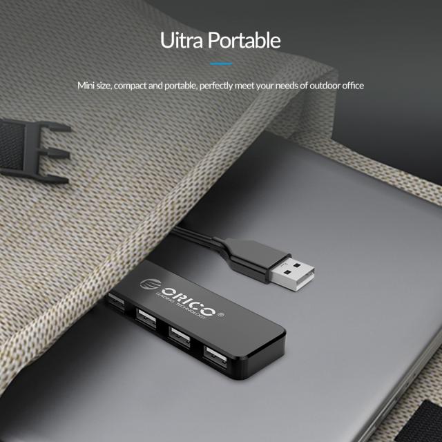 USB Хъб Orico 4 порта, USB 2.0 Type-A, черен