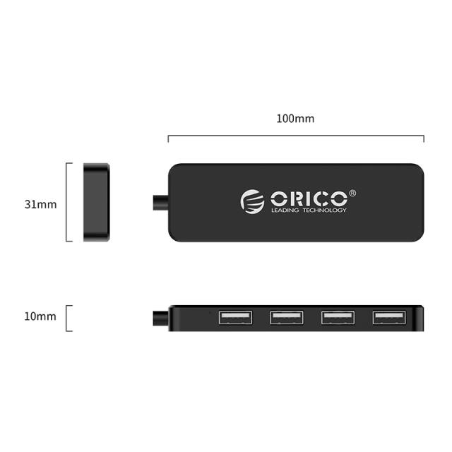 USB Хъб Orico 4 порта, USB 2.0 Type-A, черен