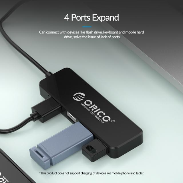 USB Хъб Orico 4 порта, USB 2.0 Type-A, черен