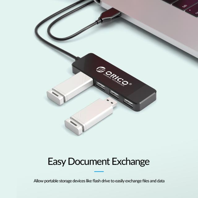 USB Хъб Orico 4 порта, USB 2.0 Type-A, черен