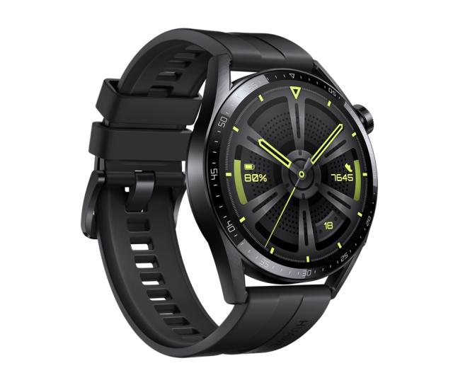 Часовник Huawei Watch GT 3 46mm, Active Jupiter-B19S, 1.43", Amoled, 466x466, PPI 326, 4GB, Bluetooth 5.2 supports BLE/BR/EDR, 5ATM, NFC, GPS, Battery 455 maAh, Black Fluoroelastomer Strap