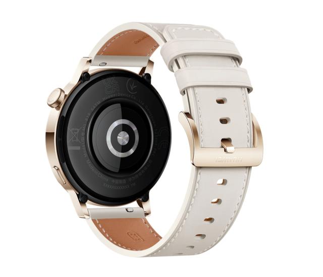 Часовник Huawei Watch GT 3 42mm, Milo-B19V,  1.32", Amoled, 466x466, PPI 356, 4GB, Bluetooth 5.2, supports BLE/BR/EDR, 5ATM, Battery 292 maAh, Light Gold, White Leather Strap
