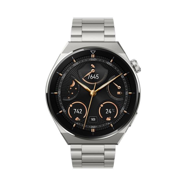 Часовник Huawei Watch GT 3 Pro 46mm, Odin-B19M, 1.43", Amoled, 466x466, PPI 326, 4GB, Bluetooth 5.2 supports BLE/BR/EDR, 5ATM, NFC, GPS, Battery 530 maAh, Light Titanium Case